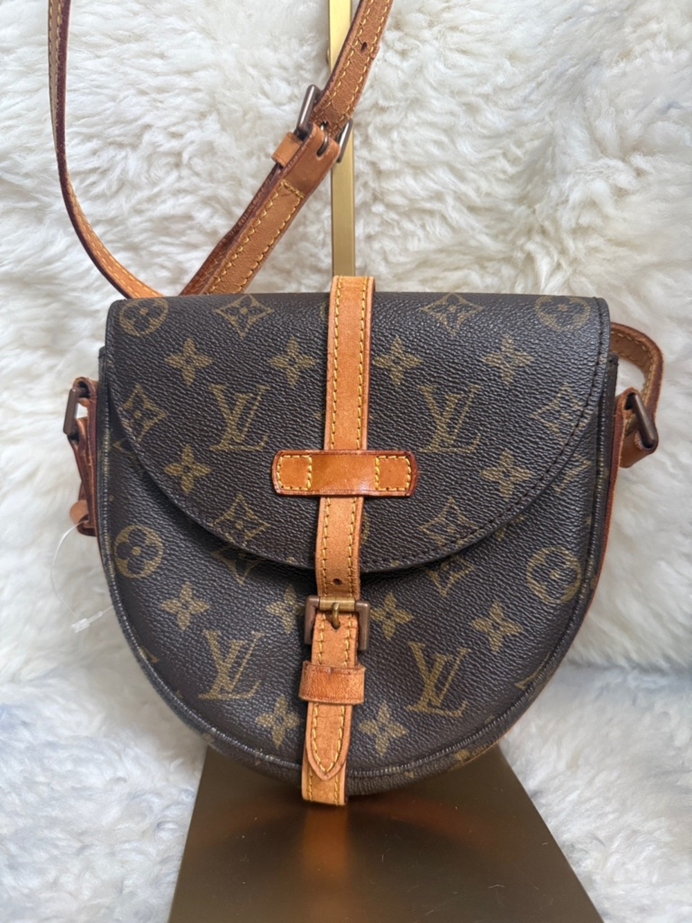 Louis Vuitton Brown Monogram Chantilly PM Saddle Crossbody with Tan Trim